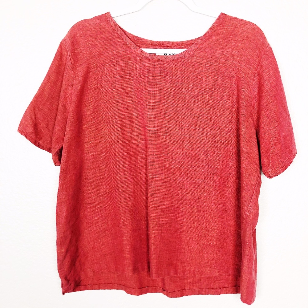 Flax Red Top 100% Linen Medium